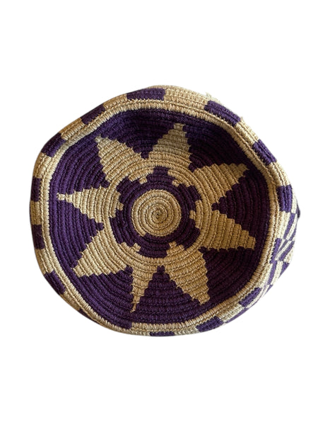 Wayuu estampado en colores crudo y lila. Tamaño L.
